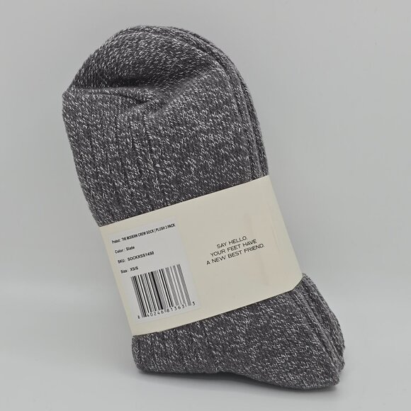 NWT Cozy Earth Socks Plush Modern Crew Socks - Slate Grey XS/S (W 6-10) - 3-pk - Picture 4 of 4